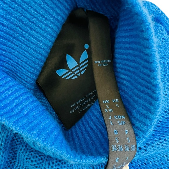 New ADIDAS ORIGINALS Women’s Wool Blend Blue Version Knit Sweater IL8535 Sz S - Picture 12 of 15
